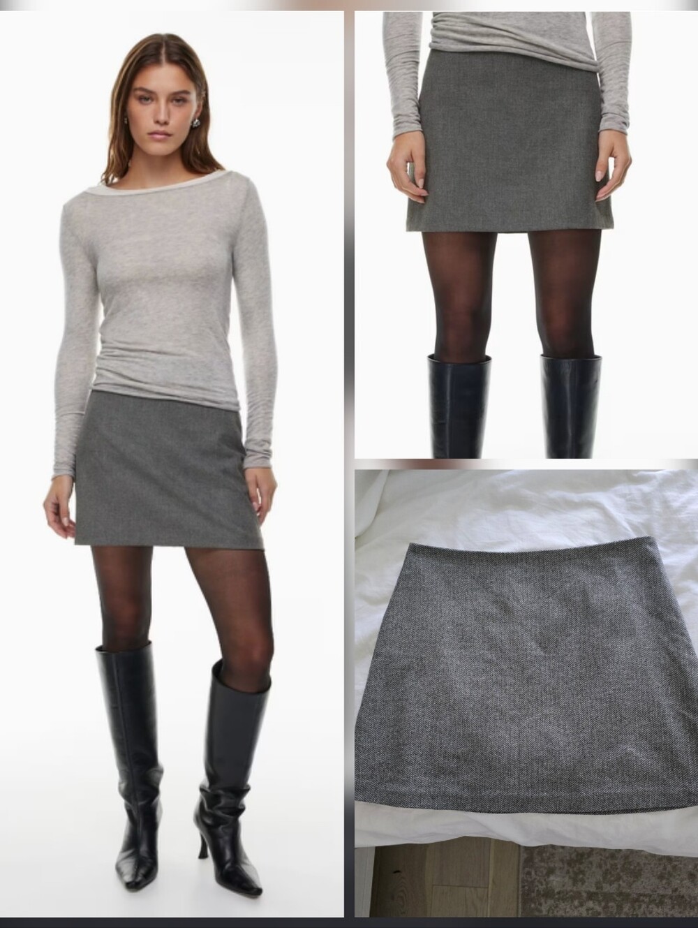 Aritzia Wilfred New Classic Gray Tweed Mini Skirt